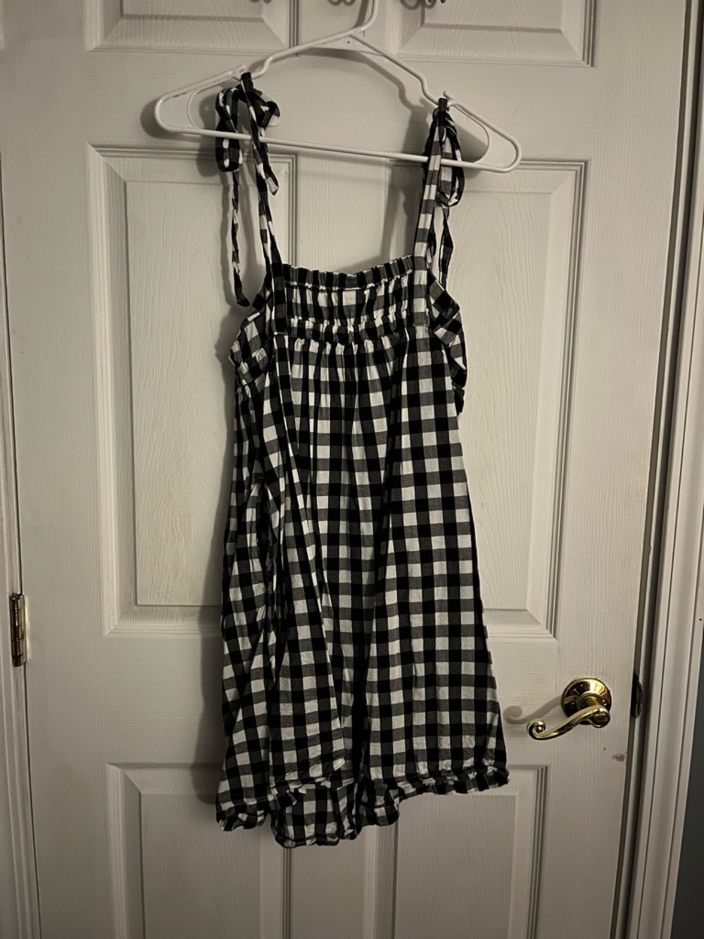Old Navy Black and White Gingham Sundress with Smocked Bodice